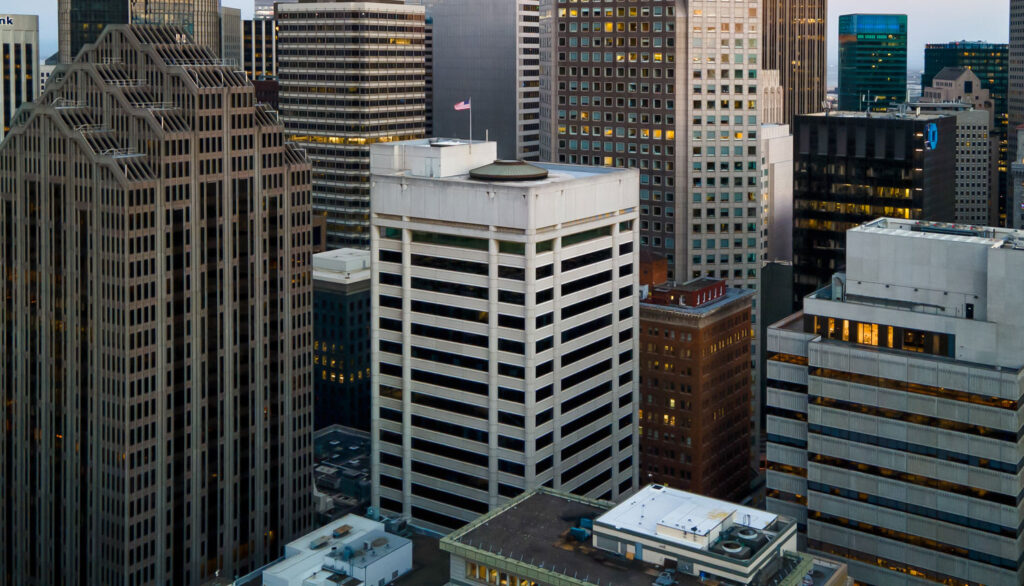 Aerial view of 350 California St.