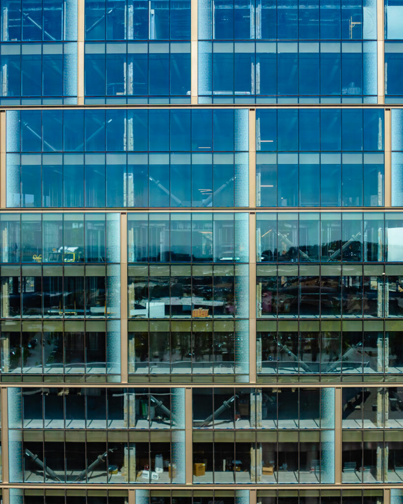 Looking at Taylor dampers through the windows of 651 Gateway in South San Francisco, CA
