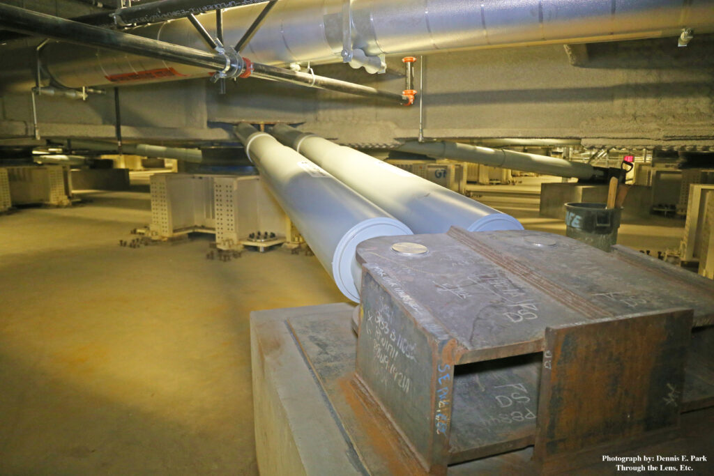 Fluid viscous dampers used with base isolation system at Loma Linda University Health Center