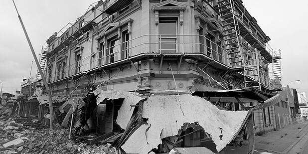 Building destroyed after earthquake