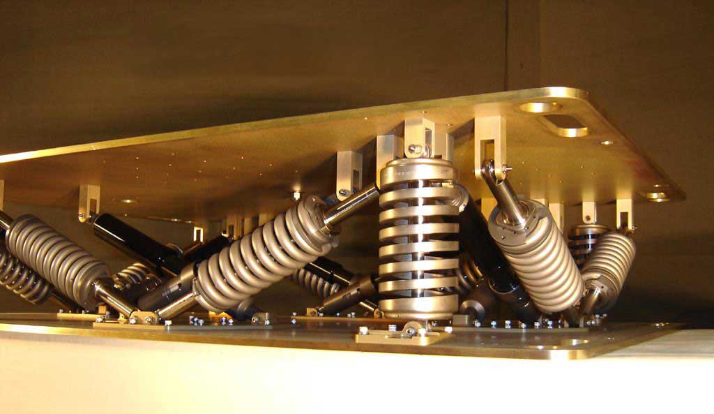 Isolation platform showing dampers and machined springs