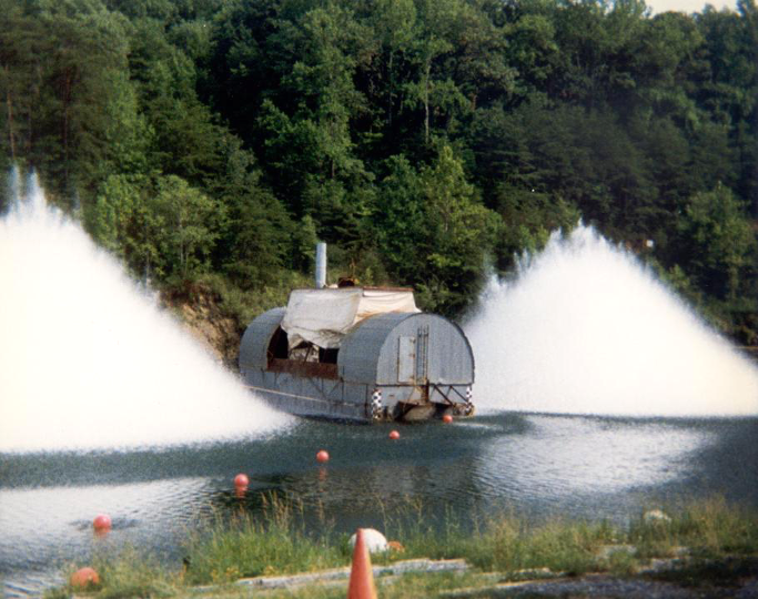 Image of barge testing in process