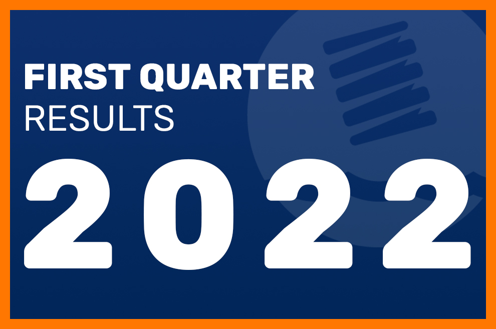 Image with text saying First Quarter results 2022