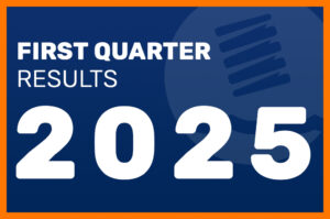 Graphic with text saying First Quarter results 2025