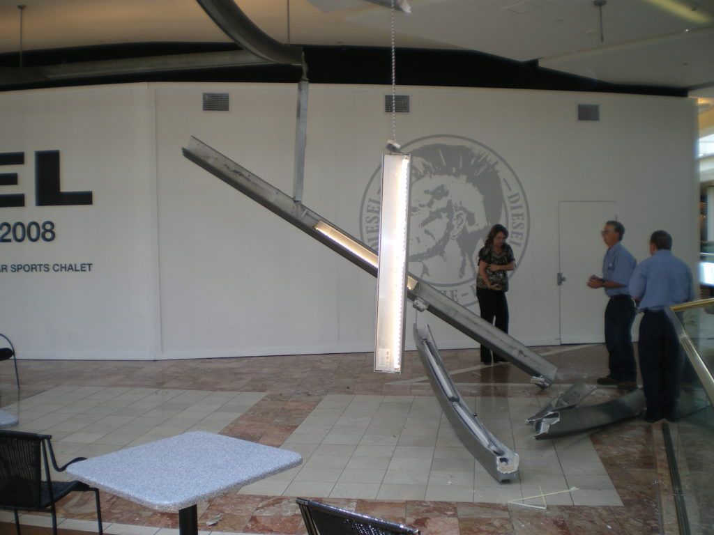 Light fixtures fallen after an earthquake