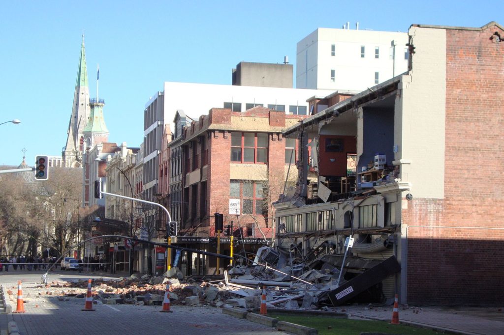 Building falling apart from earthquake damage